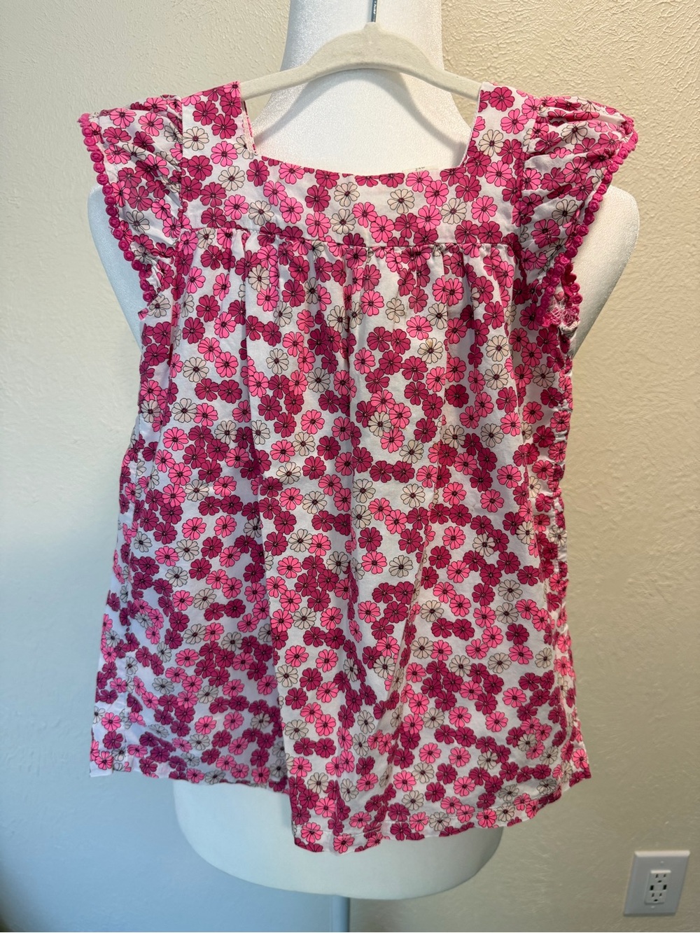 Tucker+Tate Girls Pink Floral Flutter Sleeve Top 24M
